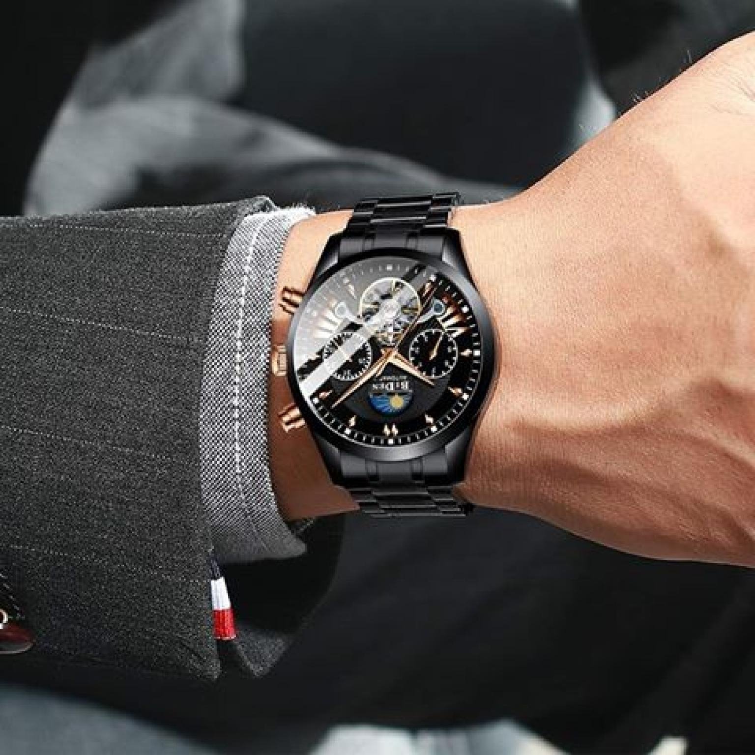 BIDEN Top Brand Luxury Men Automatic Mechanical Watches Male Multifunction Waterproof Sports Watches Original Watch