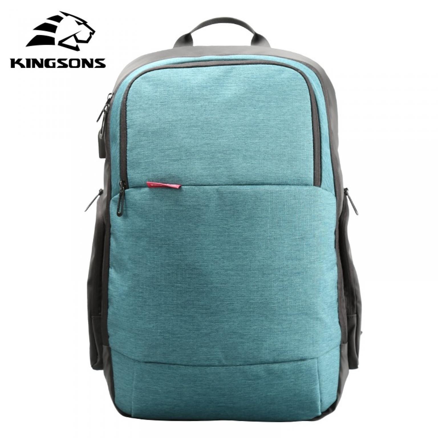 Kingsons Brand External USB Charge Travel Backpack Anti-theft Computer Laptop Bag 15.6 inch Solid Men Casual Daypacks College Bag School Bag Laptop Bagpack