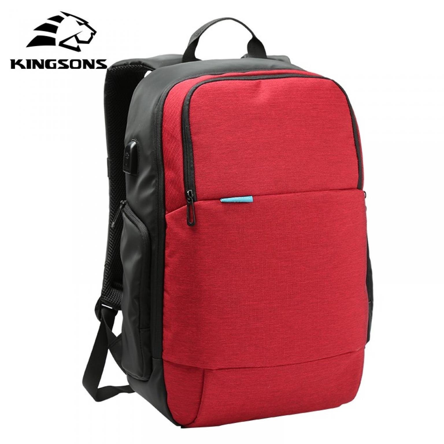 Kingsons Brand External Usb Charge Travel Backpack Anti-Theft Computer Laptop Bag 15.6 Inch Solid Men Casual Daypacks College Bag School Bag Laptop Bagpack