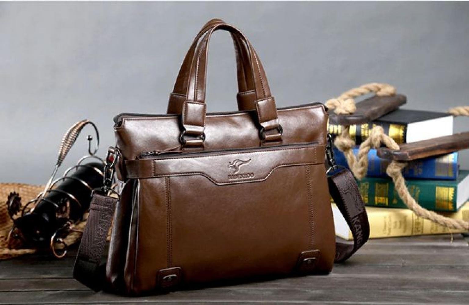 Men Briefcase Bag High Quality Business Famous Brand Leather Shoulder Messenger Bags Office Handbag 14 inch Laptop BADENROO Official Bag