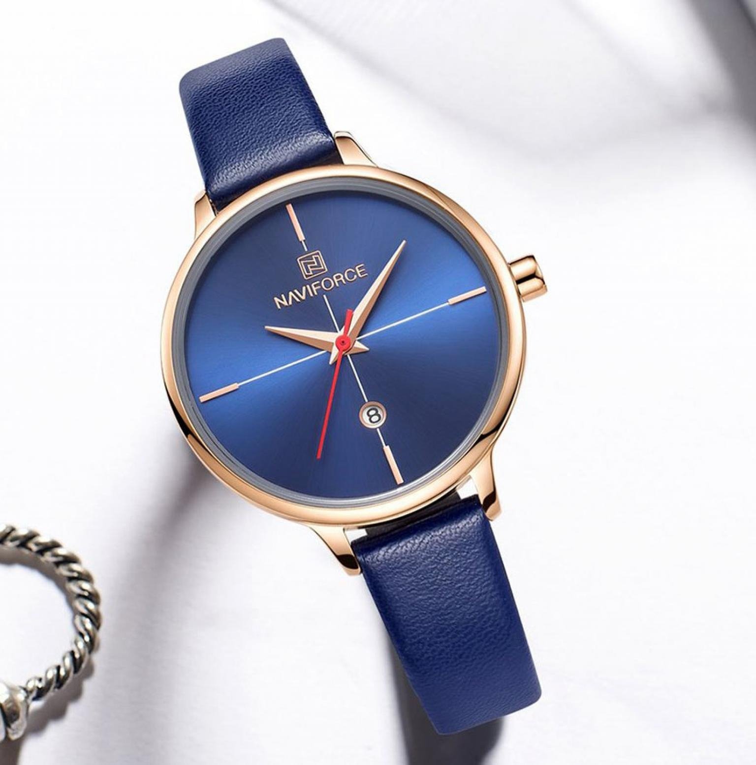 Original NAVIFORCE Quartz watch has professional craft, durable and comfortable to wear Naviforce Brand Watch Blue Belt Watch