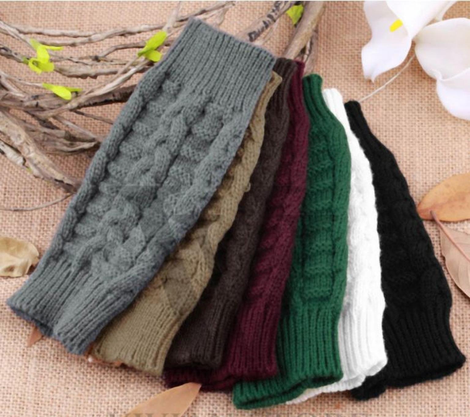 Fashion Women Faux Rabbit Fur Hand Wrist Crochet Knitted Fingerless Gloves Knitting Mittens Winter Autumn Warmer 2020