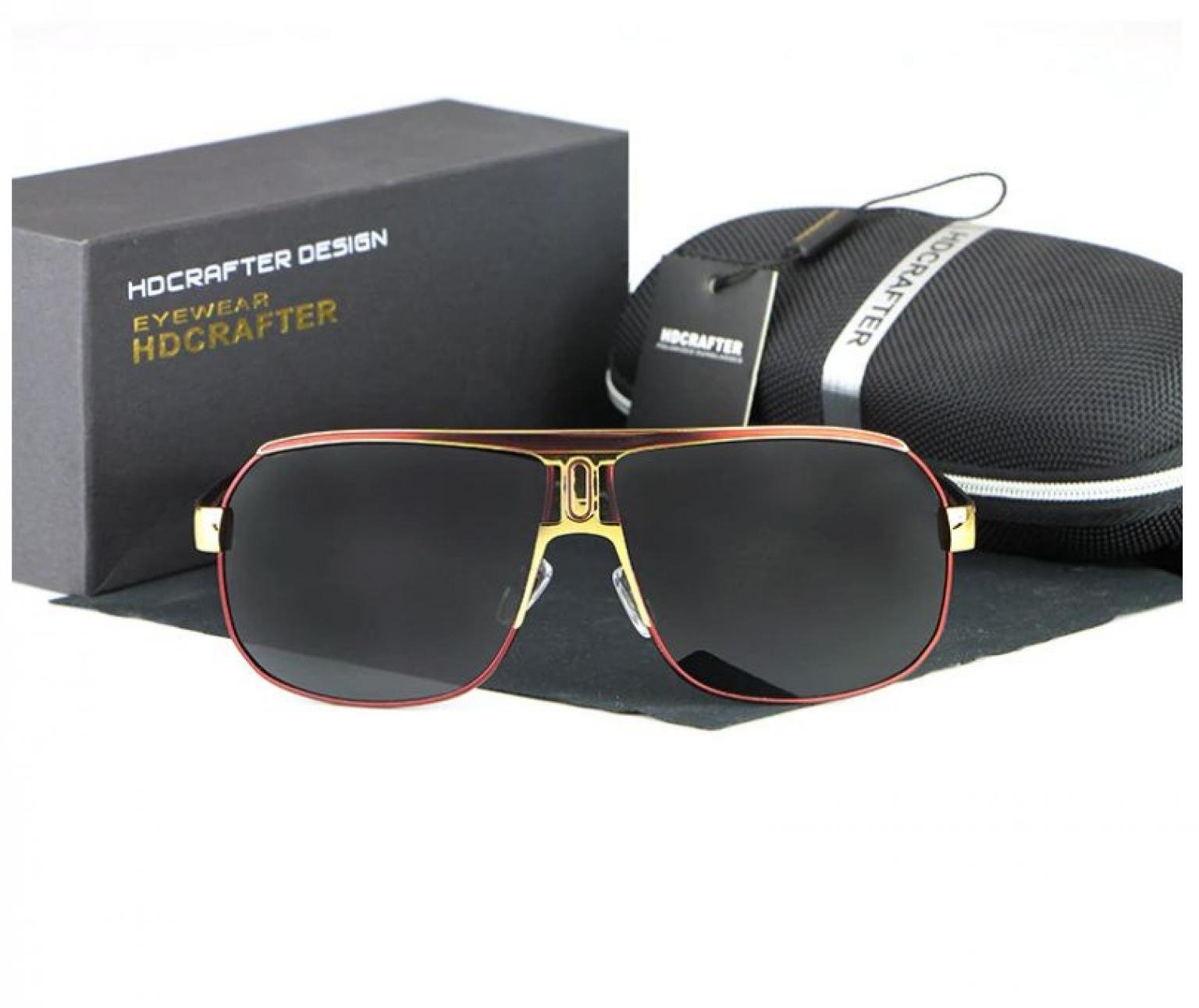 HDCRAFTER Mens Retro Polarized Sunglasses Men Ovesized Luxury Brand Designer Mirror Coating Sun Glasses Man Sunglass Male