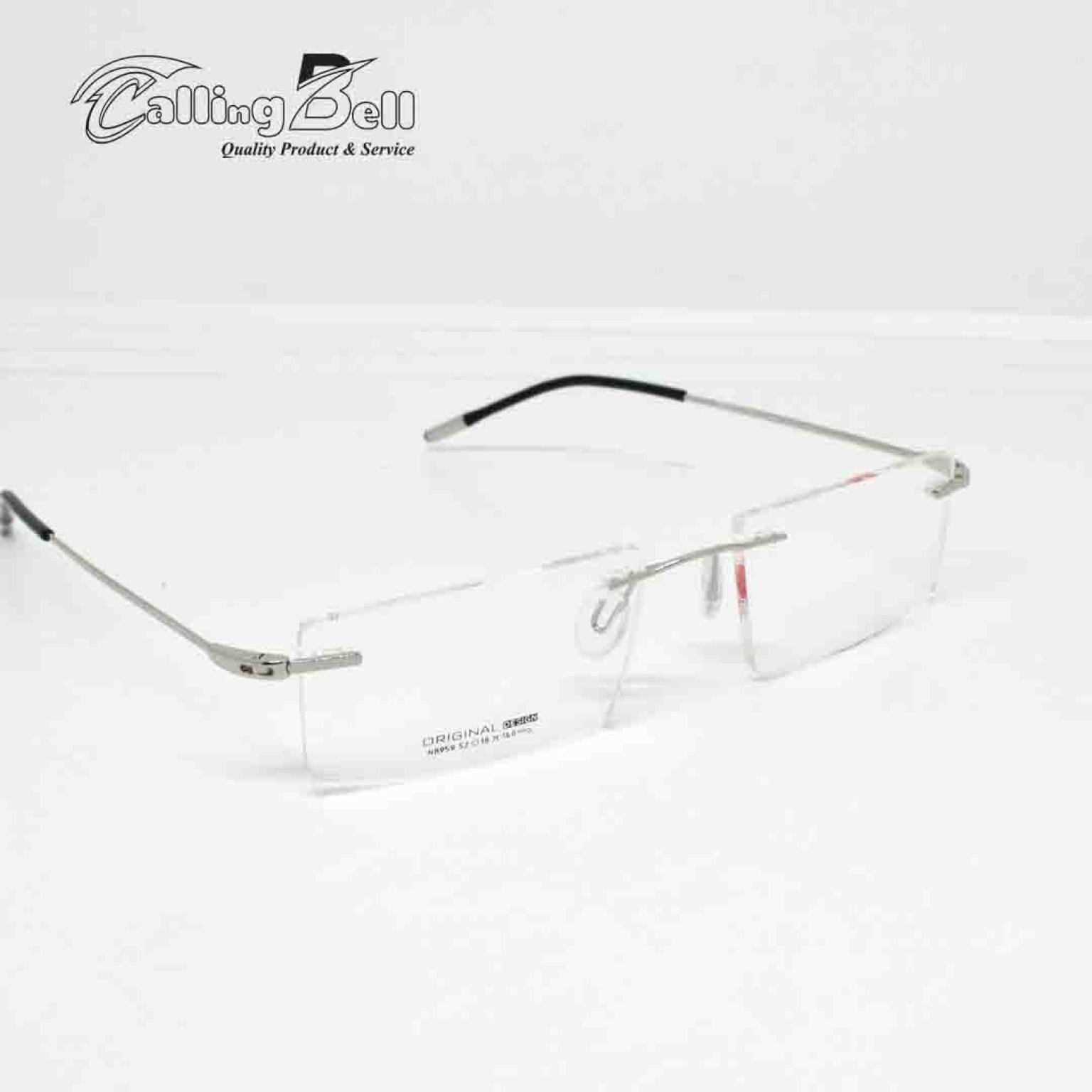 Rimless Prescription glasses For Men Women Optical Frame Eye Wear Rectangular Silver Frame