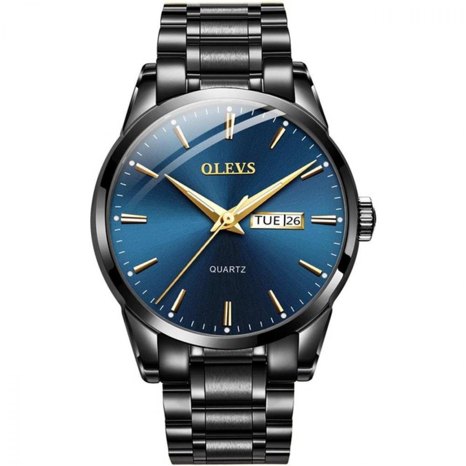 Original OLEVS  Luxury Men Gold Watch alloy Quartz Luminous Waterproof Wristwatches Dual Display Male Clock Watches Relogio Masculino (OLEVS 6898)