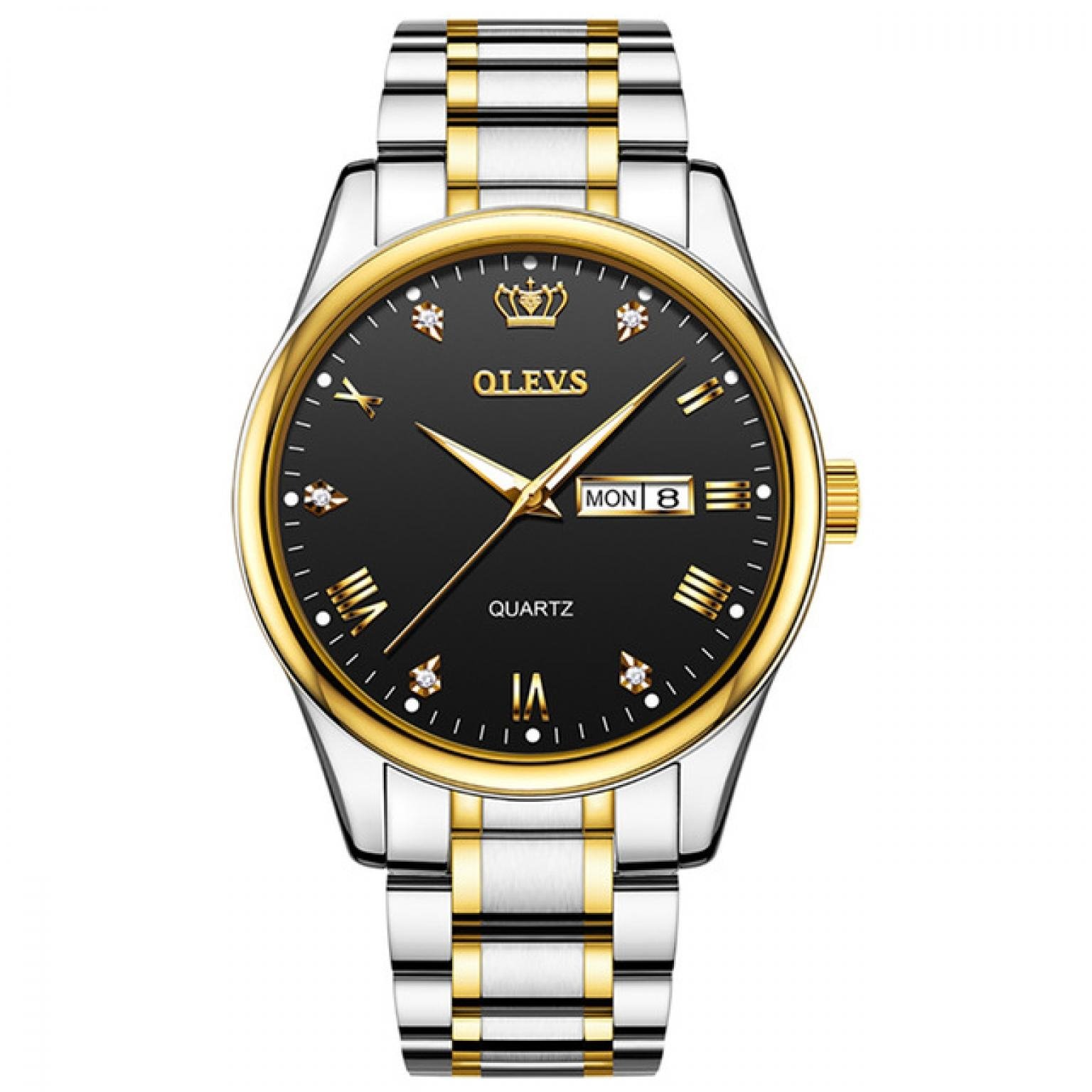  ORIGINAL OLEVS Watch Men Luxury Sport Quartz Clock Top Brand Stainless Steel Waterproof Wristwatch (OLEVS 5563)