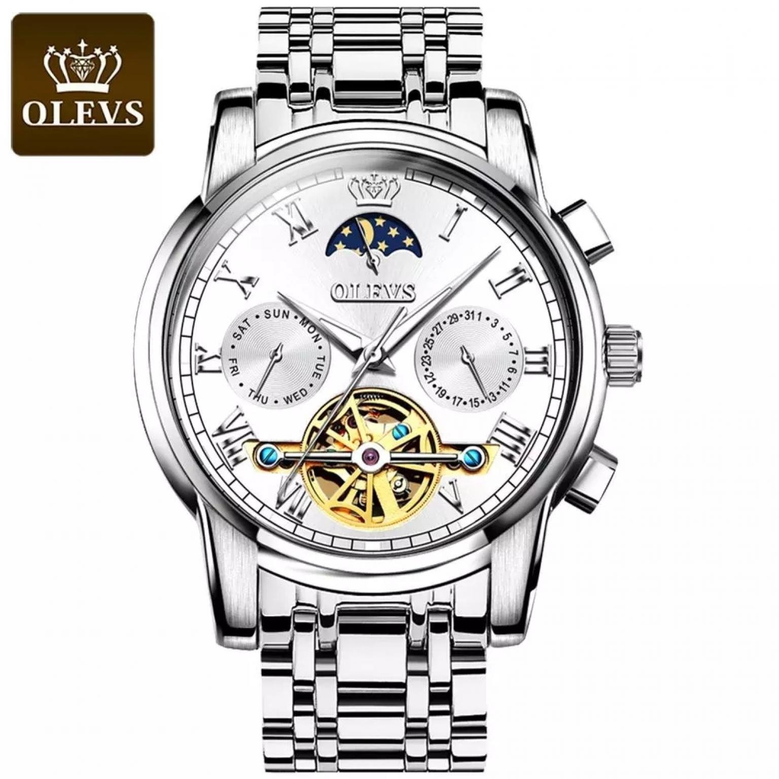 ORIGINAL OLEVS Men Watches Top Brand Luxury Automatic Mechanical Watch Stainless Steel Sports Tourbillon Male Wristwatch(OLEVS 6617)