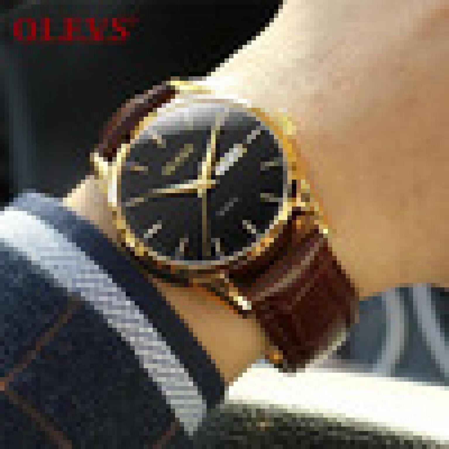Mens Watches OLEVS  Fashion Watch Men Leather Quartz Watch For Male Auto Date Rose Gold Shell relogio masculino(OLEVS 6898)