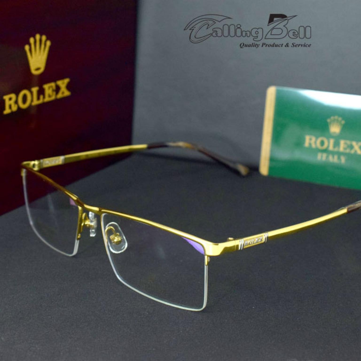 Premium Quality Half Rim Golden Color Titanium Frame Prescription Eye Glasses For Men Women Bangladesh