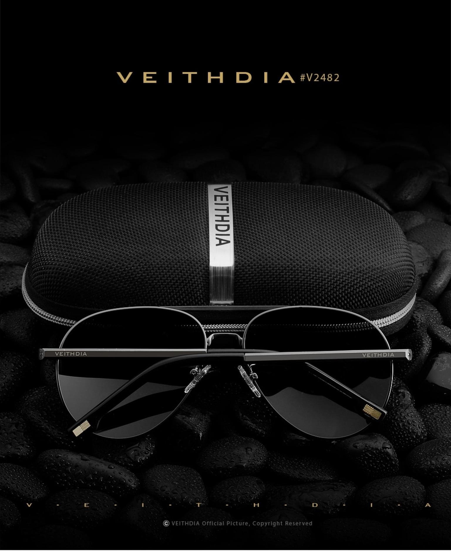 Original VEITHDIA Men's Sunglasses Fashion Brand Designer Driving Polarized UV400 Lens Male Sun Glasses Sports Eyeglasses 