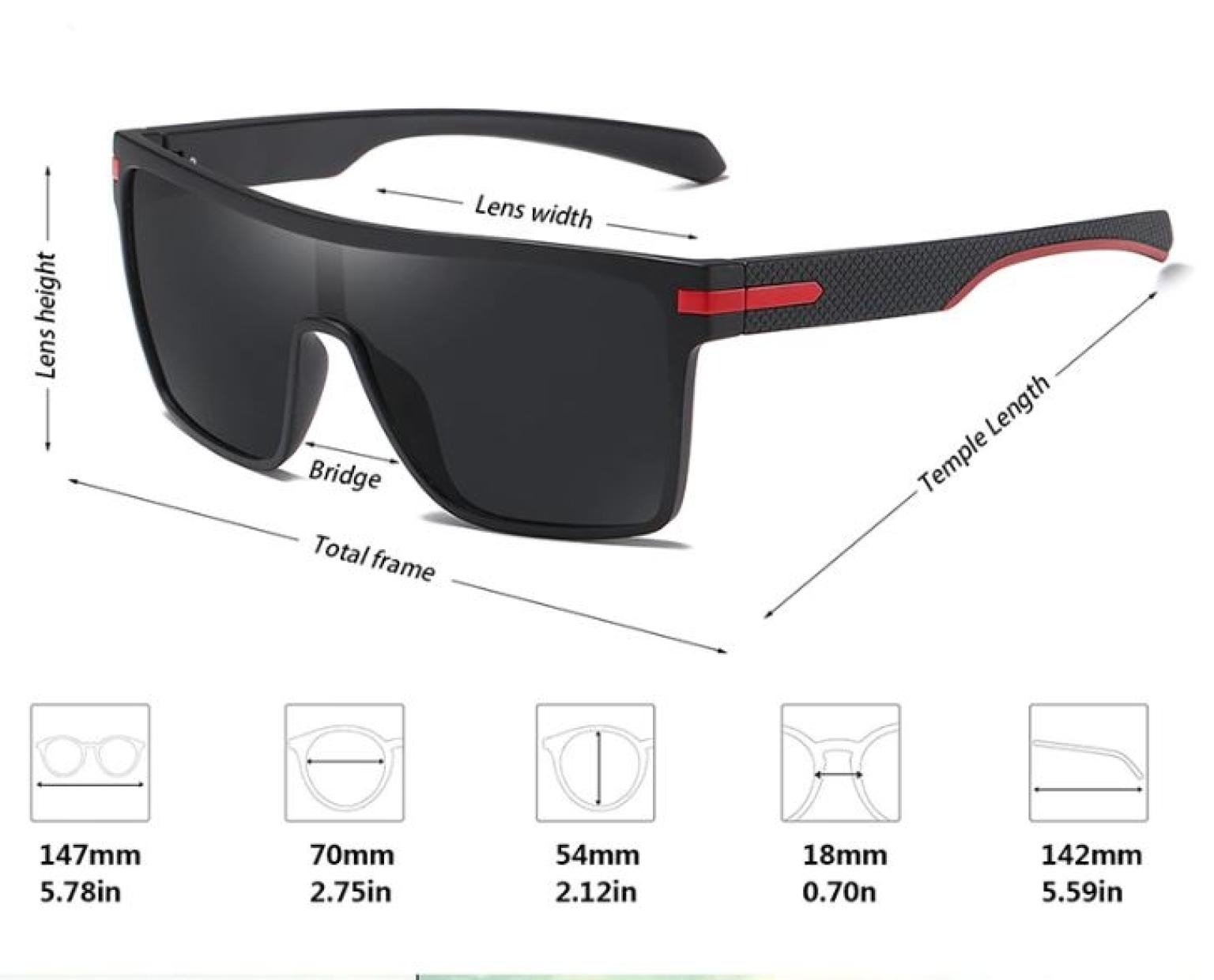 Fashion Sunglasses For Men Square Oversized Anti Glare Driver Mirror Polarized Sun Glasses Women UV400 