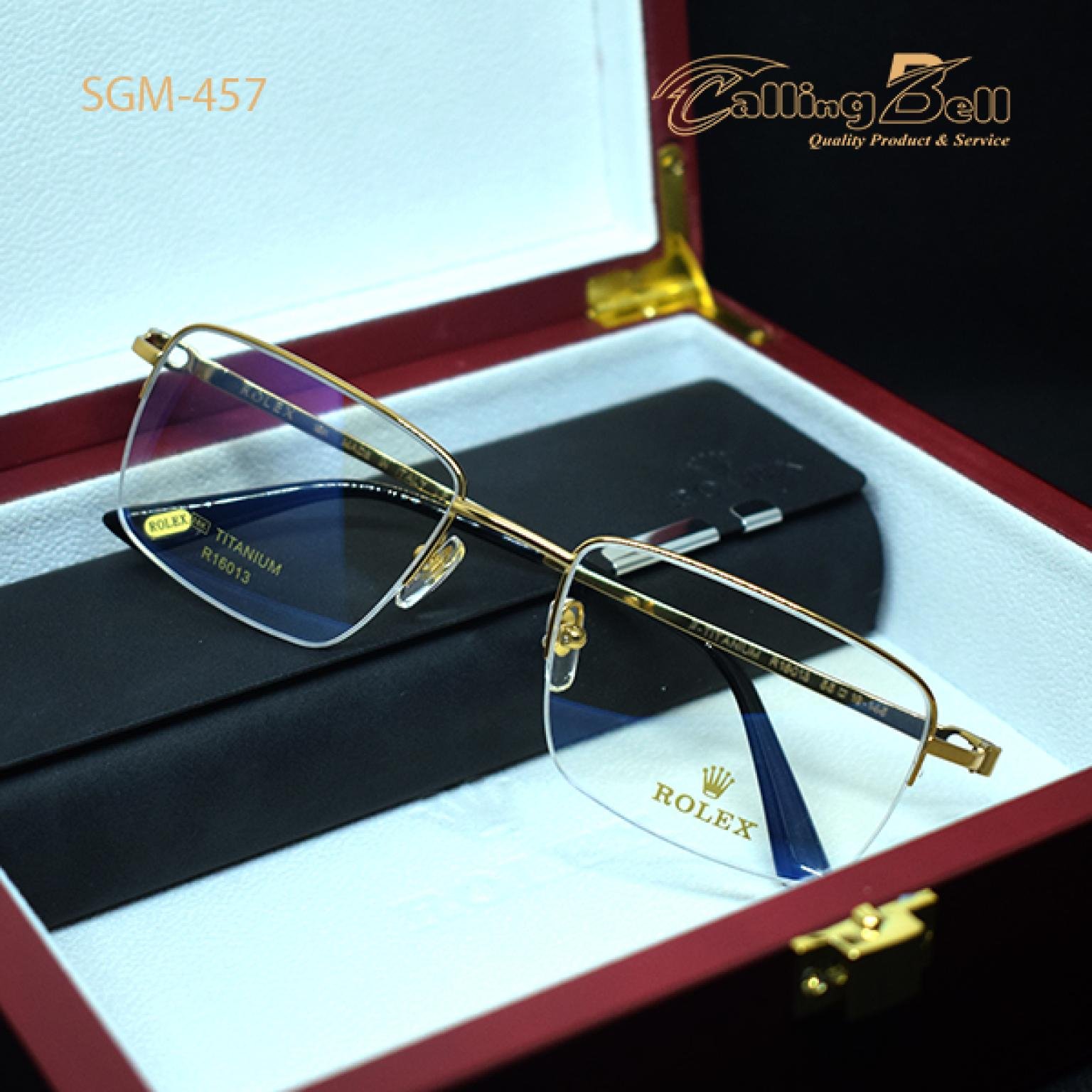 18k Titanium Gold Color Half Rim Optical Frame For Stylish Business Class Men's